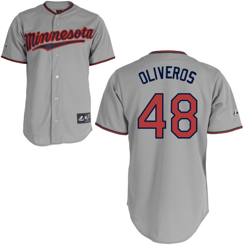 Lester Oliveros #48 mlb Jersey-Minnesota Twins Women's Authentic Road Gray Cool Base Baseball Jersey